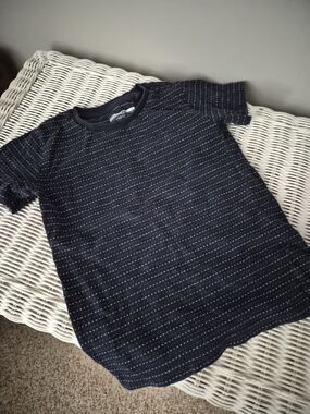 next Navy Short Sleeve Tee with White Dotted Stripes